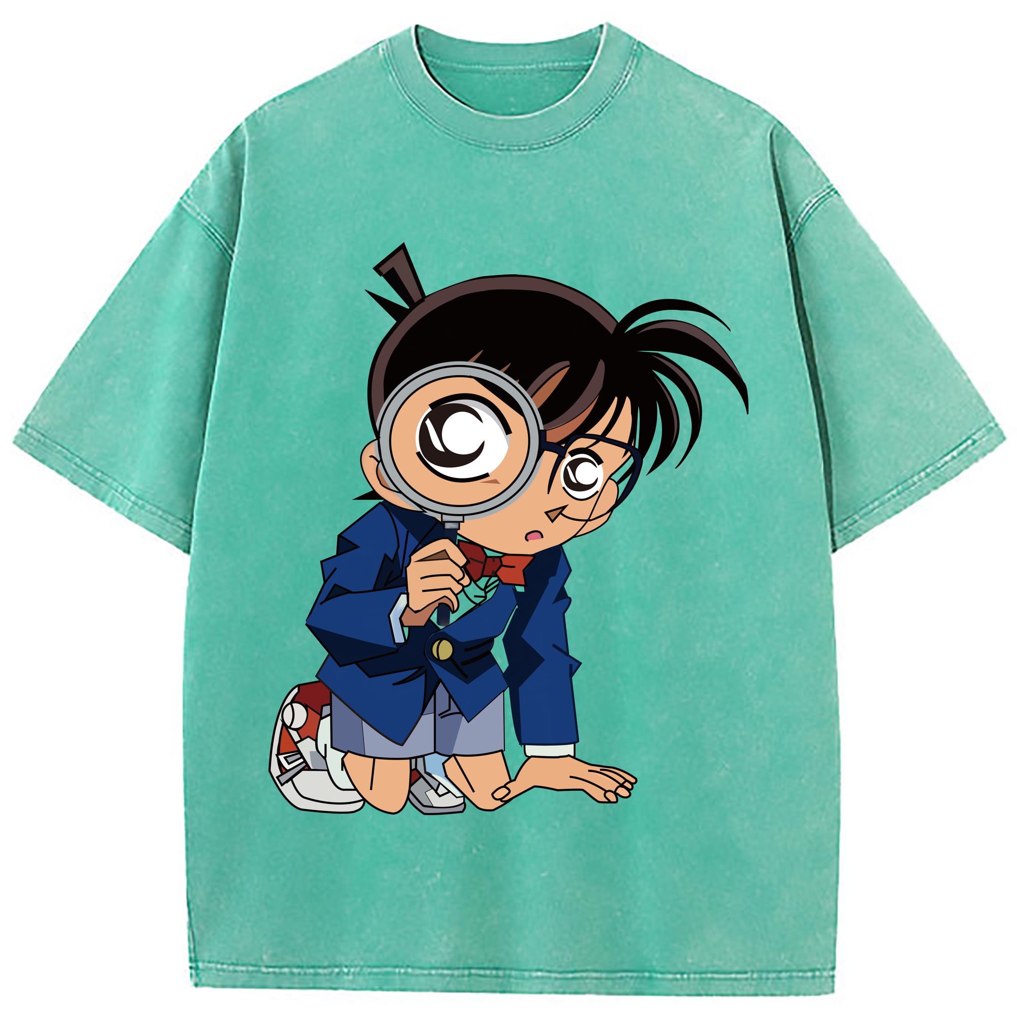 （画像用） 名探偵コナン 江戸川 コナン Detective Conan Conan Edogawa 綿100% ヴィンテージ風 半袖Tシャツ（フロントプリント）